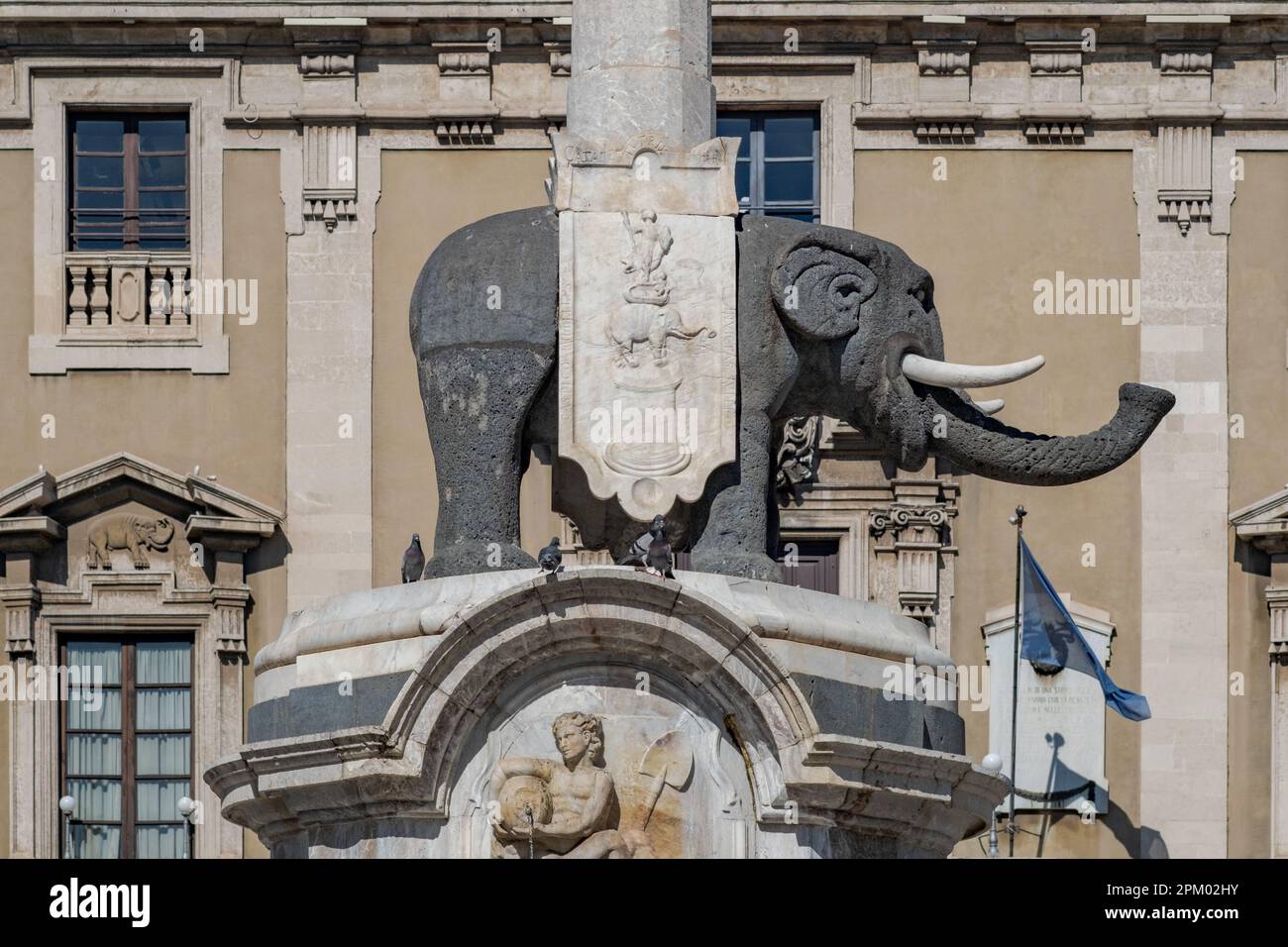 L'elefante simbolo della città, Catania, Sicilia, Italia Foto Stock