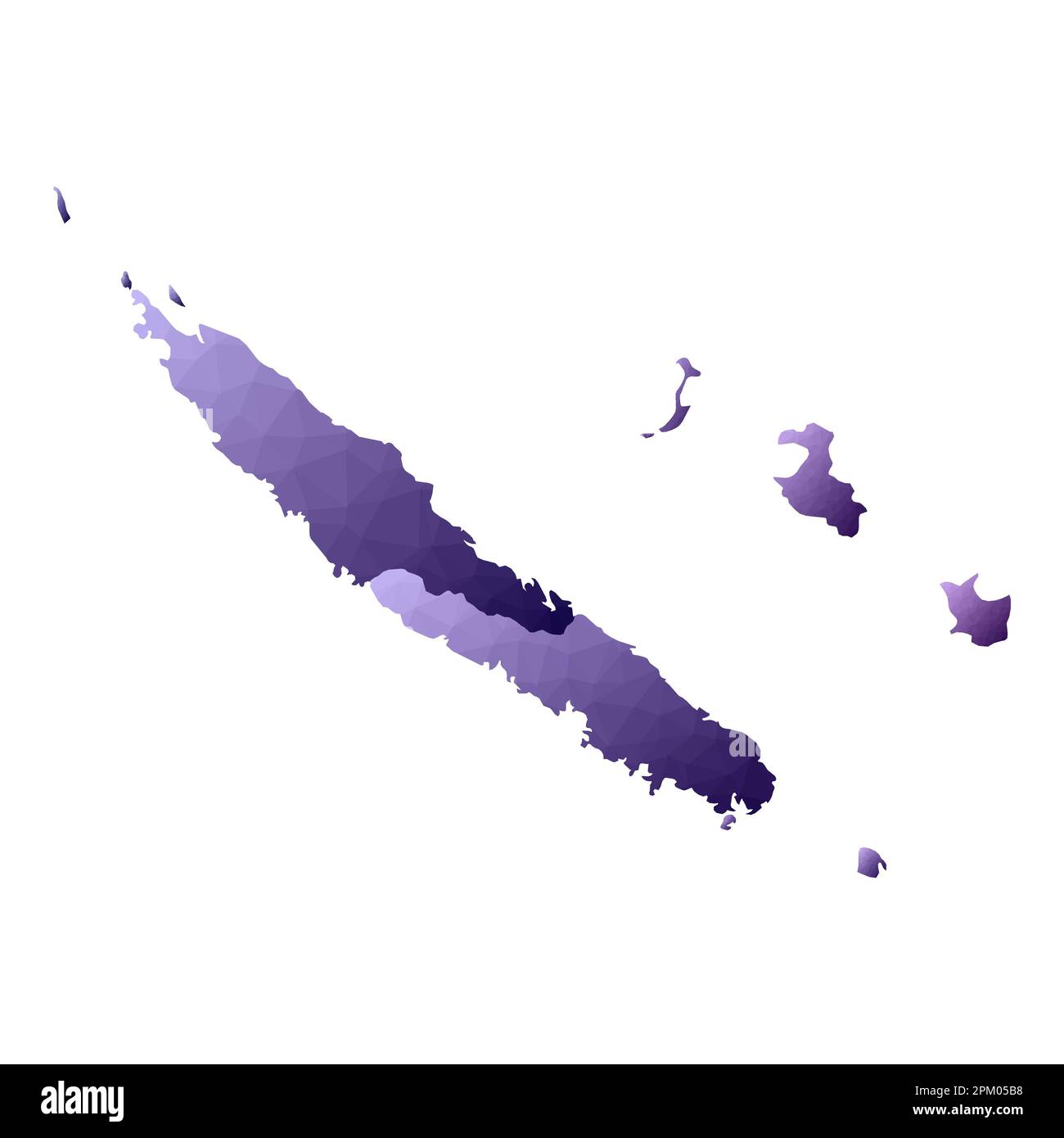 Nuova mappa della Caledonia. Stile geometrico contorno paese. Illustrazione del vettore viola classico. Illustrazione Vettoriale