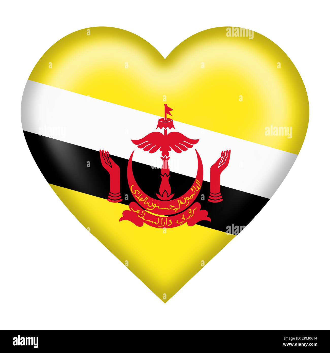 Brunei bandiera pulsante cuore isolato su bianco con tracciato di ritaglio 3D illustrazione Foto Stock