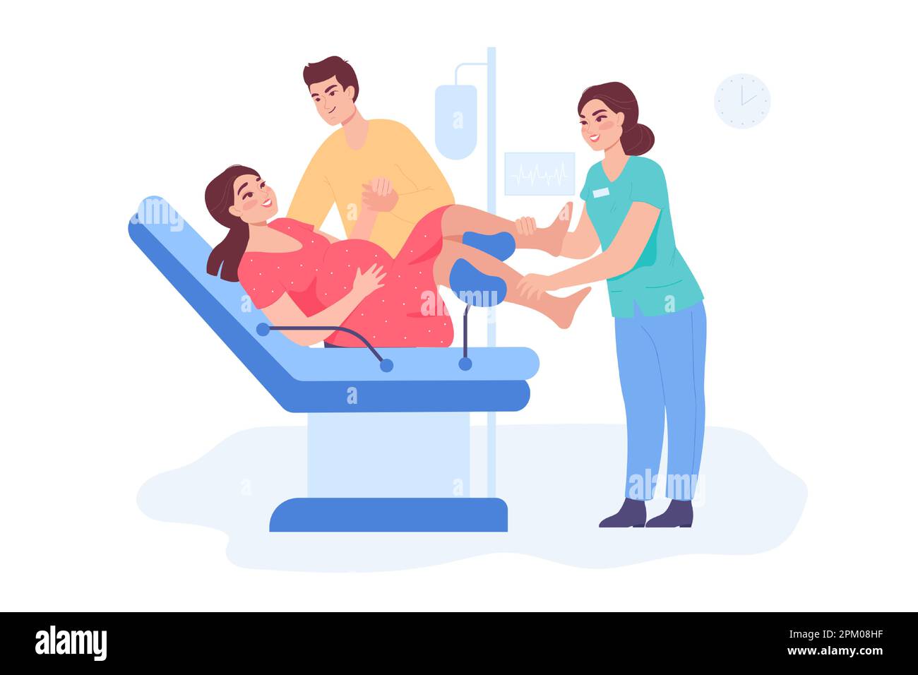 Moglie e marito in ospedale o reparto di maternità insieme Illustrazione Vettoriale