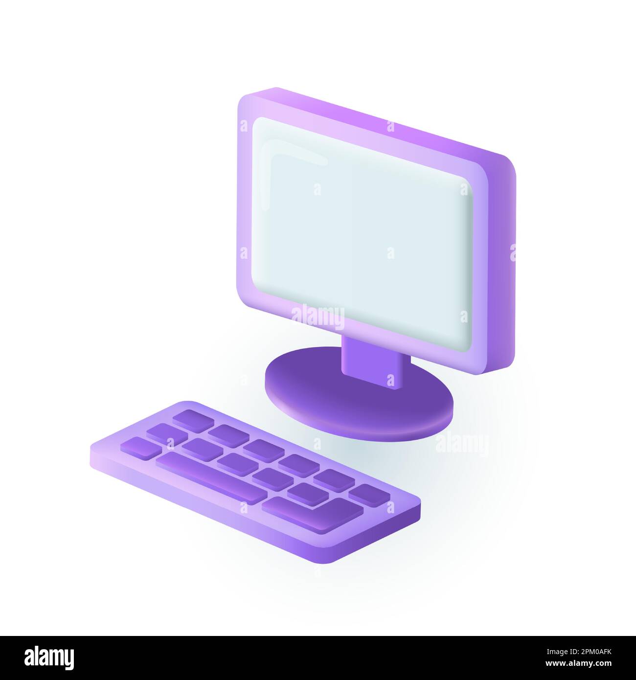 Computer con icona della tastiera in stile 3D Illustrazione Vettoriale