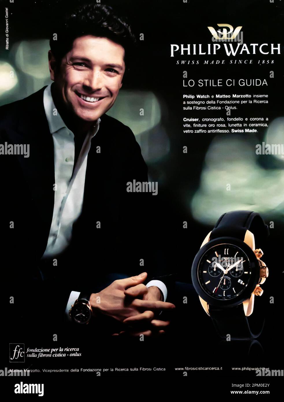 Philip orologio con Matteo Marzotto annuncio nella rivista l'espresso Italia Maggio 2012 Foto Stock