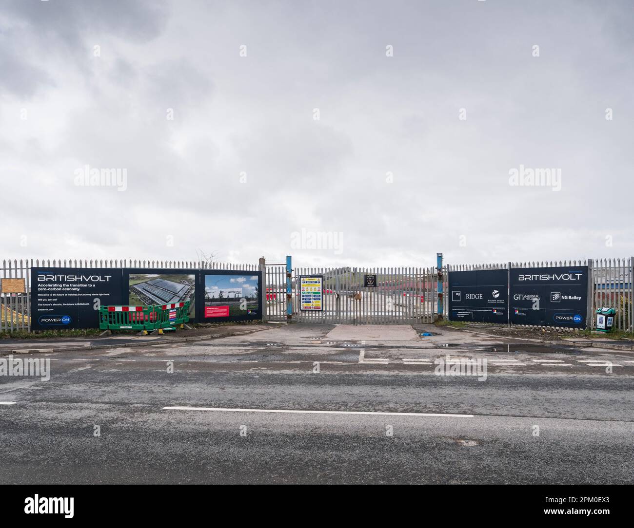 Esterni del sito di British Volt a Cambois, Northumberland, Regno Unito, che dovrebbe produrre batterie per veicoli elettrici e fornire lavoro a livello locale. Foto Stock