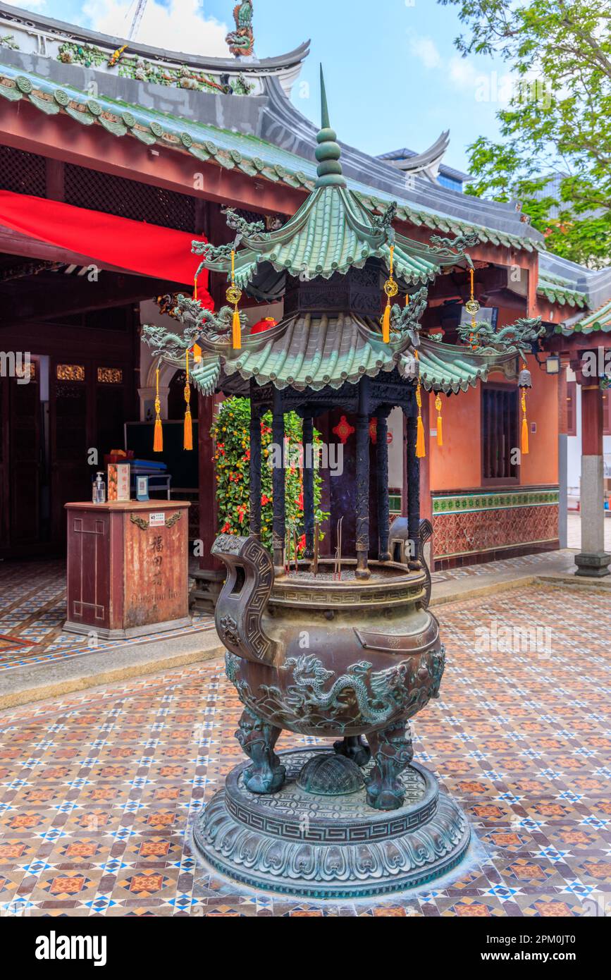 Censuratore nel Tempio di Thian Hock Keng, Singapore Foto Stock