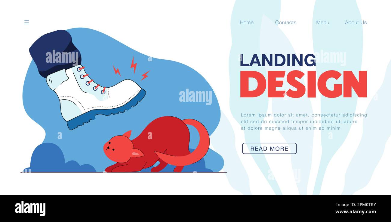 Calcio aggressivo al gatto povero dal piede gigante nella scarpa Illustrazione Vettoriale