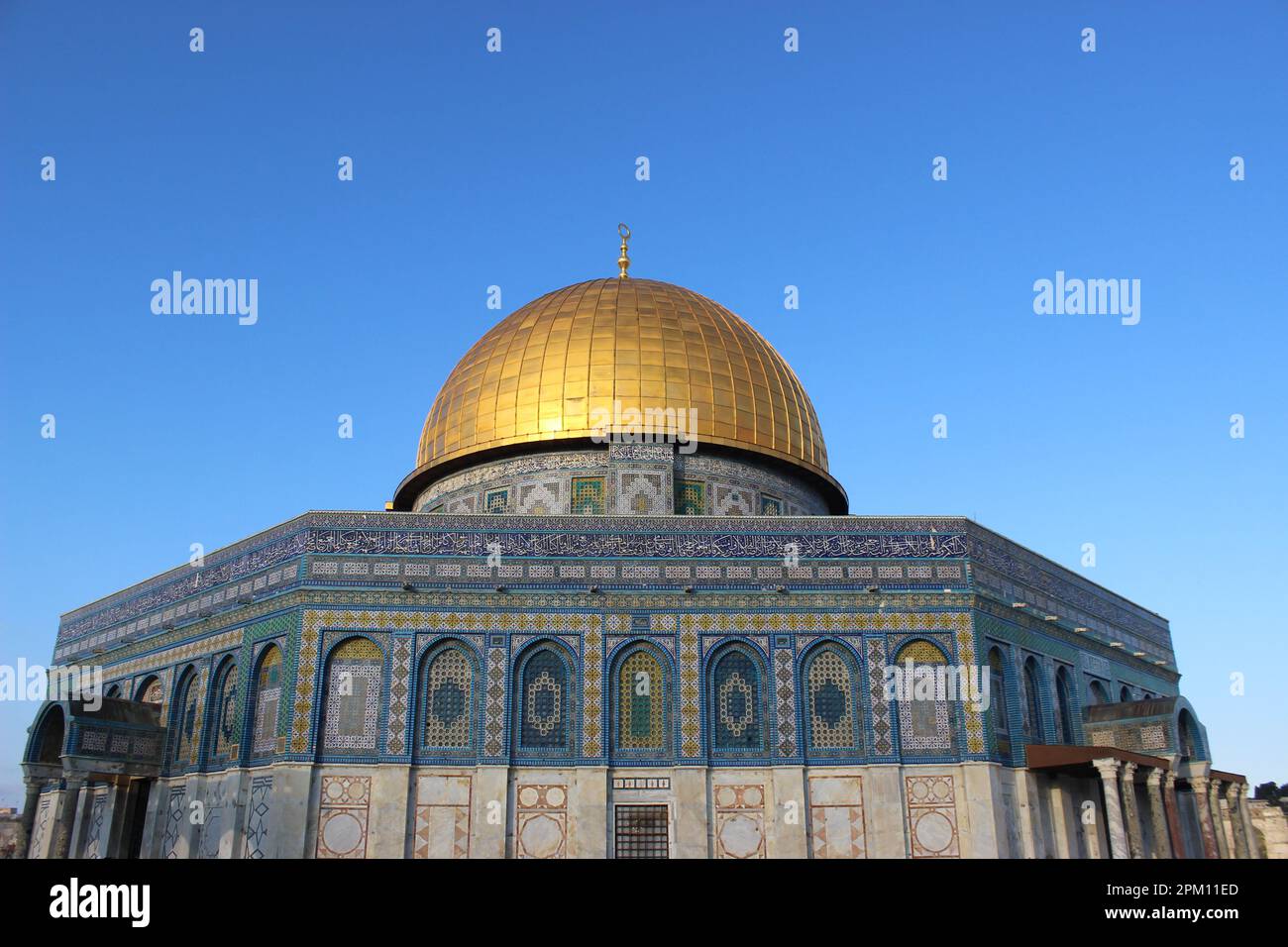 Cupola della roccia, cupola dorata da Masjid al Aqsa, QUDS Foto Stock