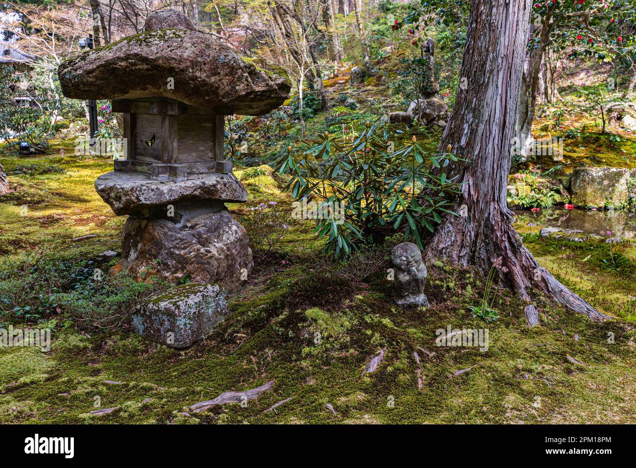 Il Giardino di Sanzen-in fu originariamente fondato come un eremo dal sacerdote Saicho e fu un tempo chiamato Kaiji Monzeki o Nishimoto Monzeki prima di guadagnare la sua f Foto Stock