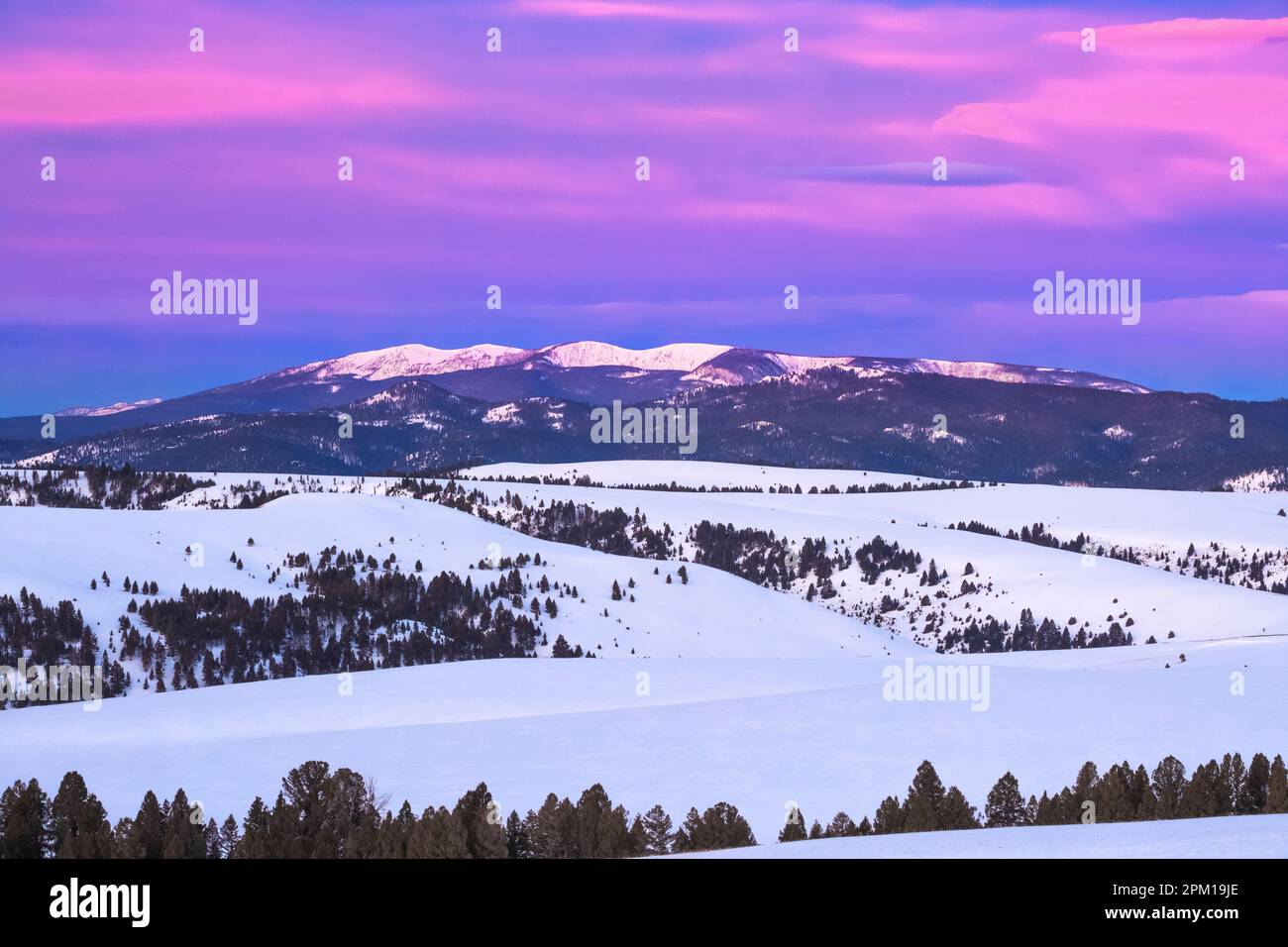 cielo prima dell'alba sulle montagne di zaffiro e le colline ai piedi in inverno vicino philipsburg, montana Foto Stock