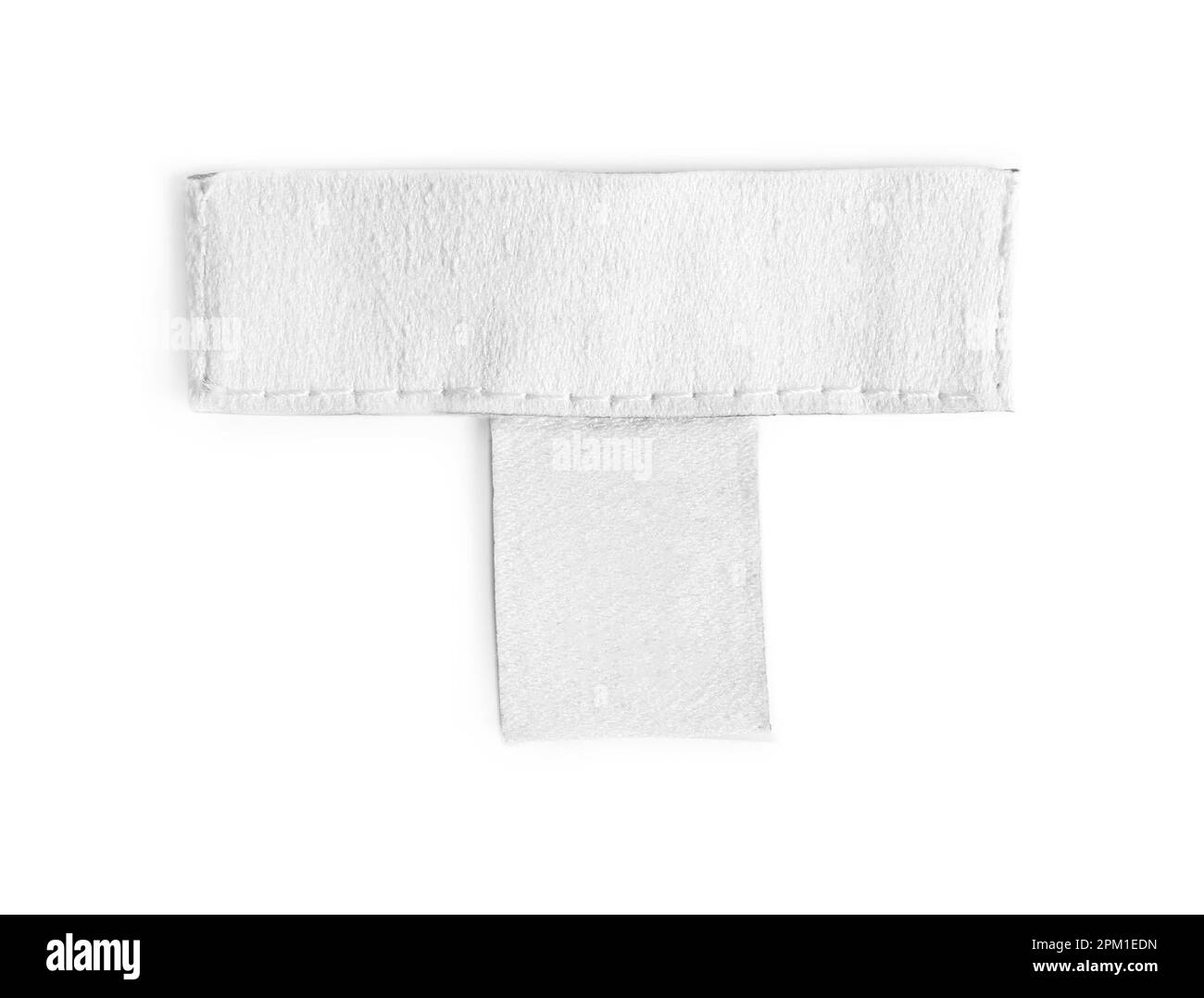 Etichetta di abbigliamento vuota isolata su bianco, vista dall'alto Foto Stock