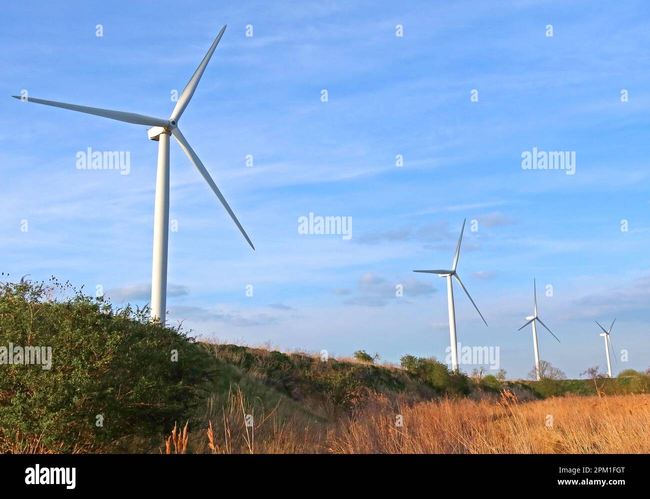 BRE Group BREGroup.com , Peel Energy Frodsham Wind Farm, capacità installata 50MW, Lordship Lane, Frodsham, Cheshire, INGHILTERRA, REGNO UNITO, WA6 7SN Foto Stock