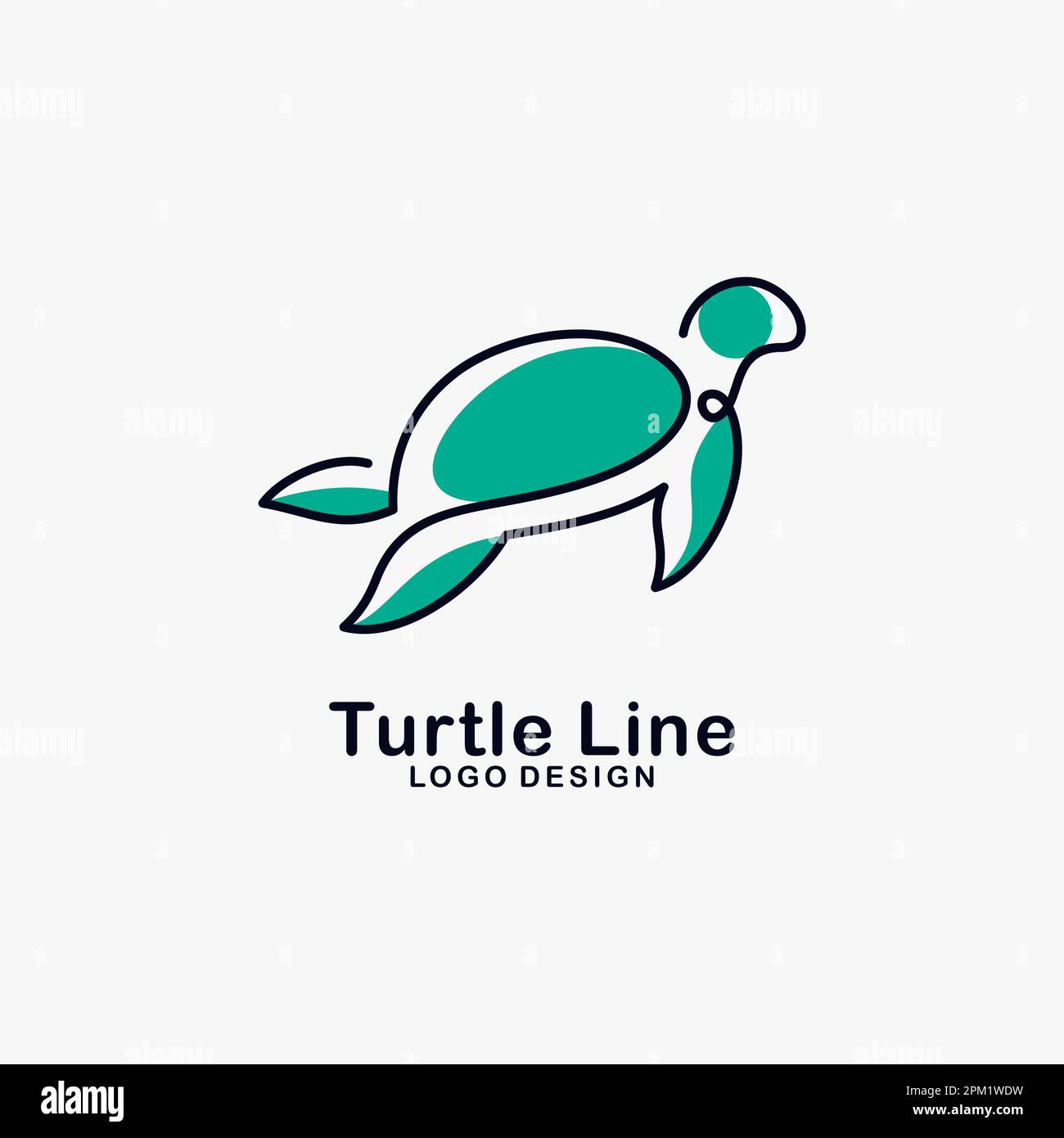 Design con logo artistico Turtle line Illustrazione Vettoriale