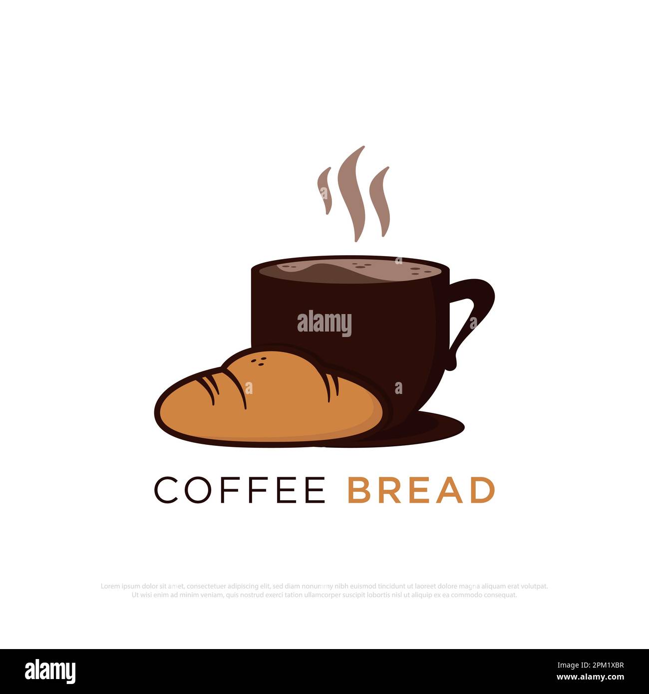 Design vettoriale per caffè e pane, ideale per cibi e bevande, modello icona con il logo di un bar o di un ristorante Illustrazione Vettoriale