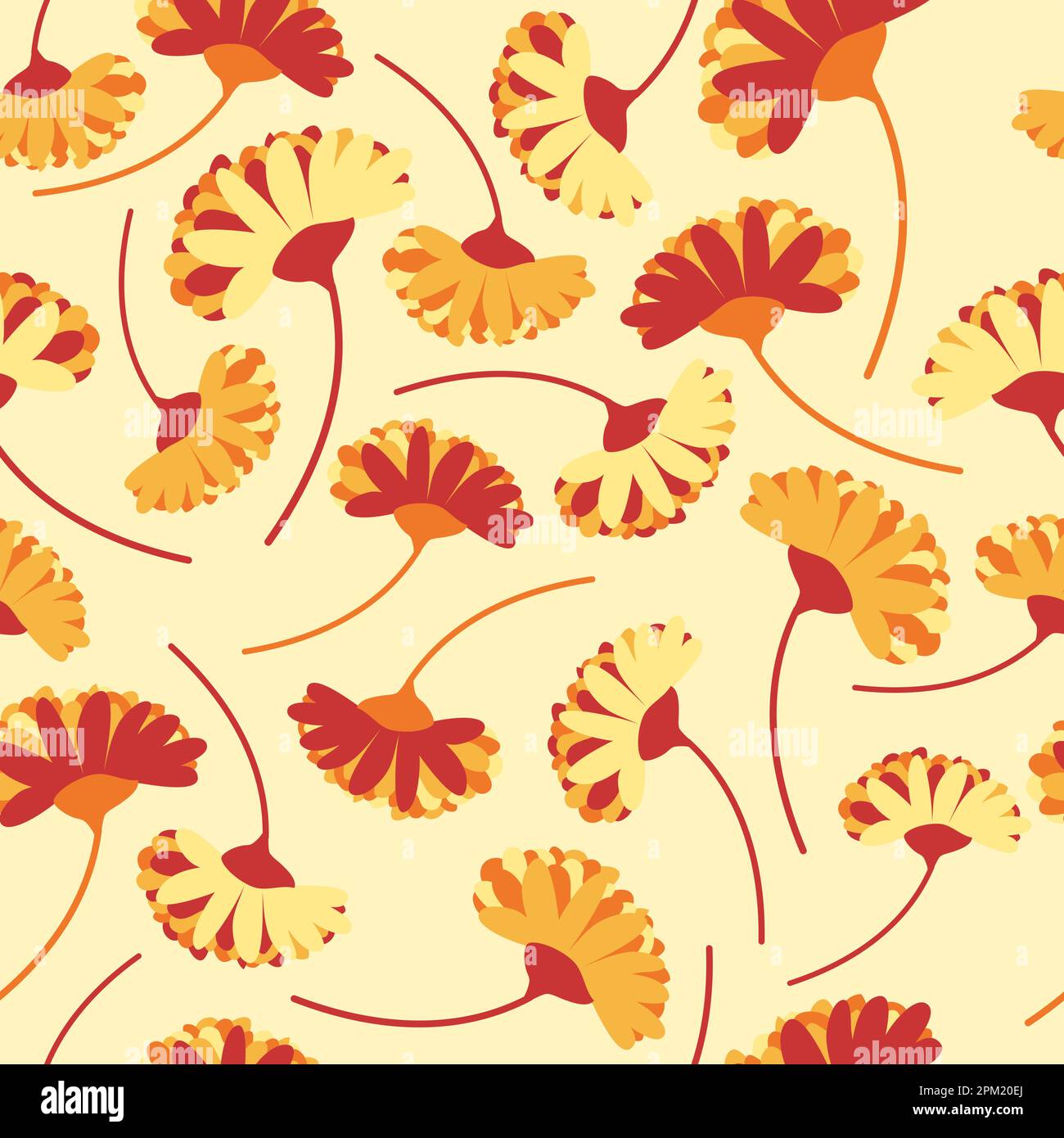 Fiori in fiore con steli, motivo senza cuciture Illustrazione Vettoriale