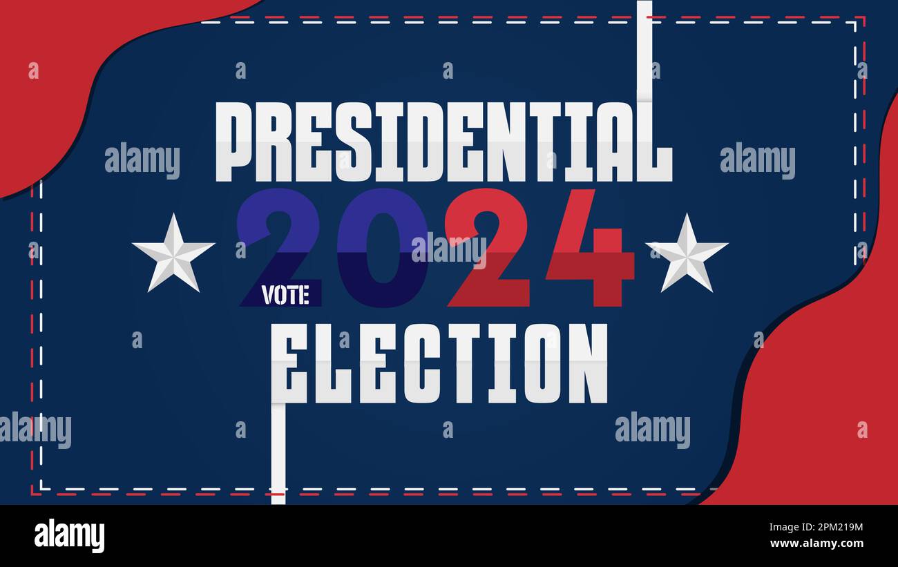 Elezioni presidenziali 2024 nella giornata degli elettori negli Stati Uniti elementi americani. Poster, scheda, banner e sfondo. Illustrazione vettoriale. Illustrazione Vettoriale