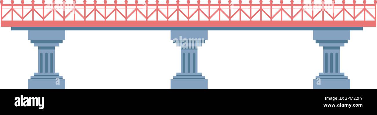 Ponte semplice con base a pilastri e vettore ringhiera Illustrazione Vettoriale