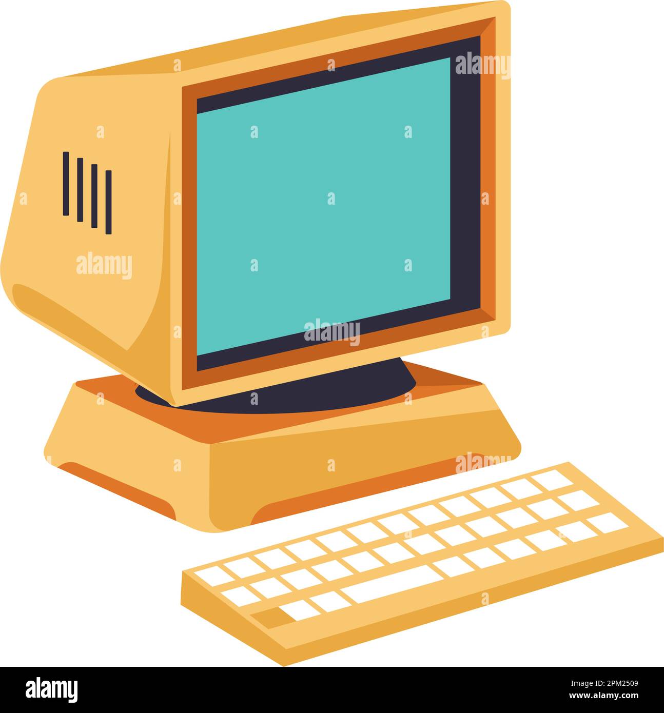 Gadget retrò vecchia scuola, computer con schermo Illustrazione Vettoriale