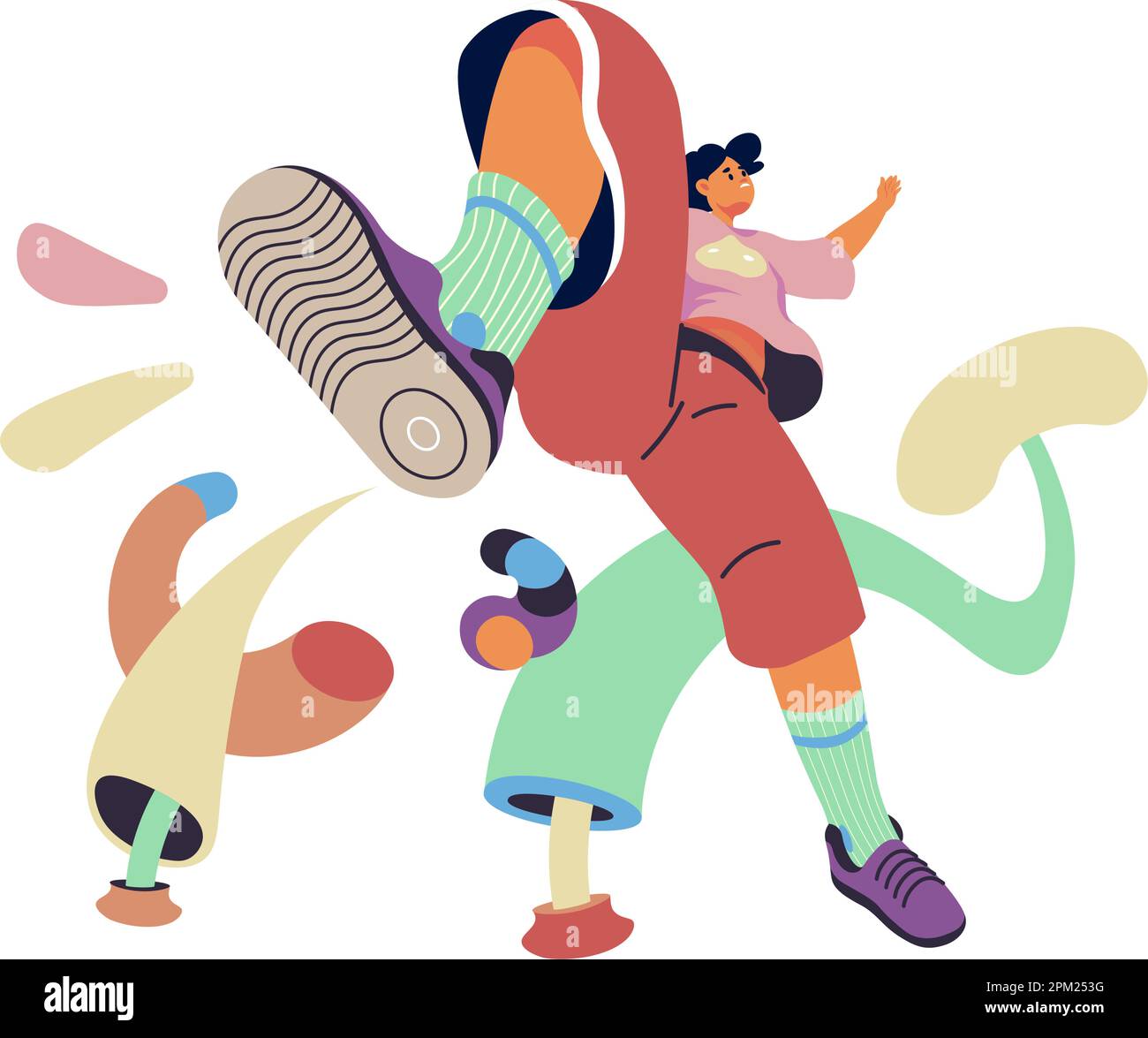 Ballerino di strada o esecutore, movimento dei teengers Illustrazione Vettoriale