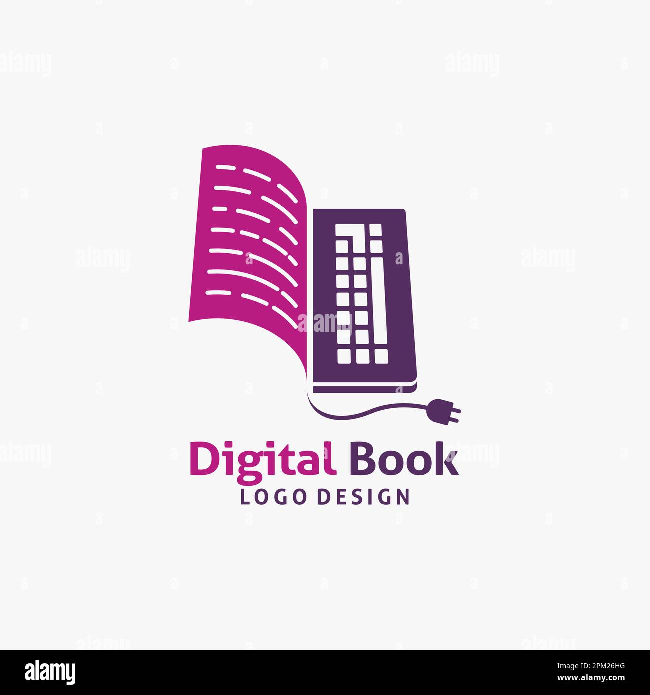 Design del logo del libro digitale Illustrazione Vettoriale