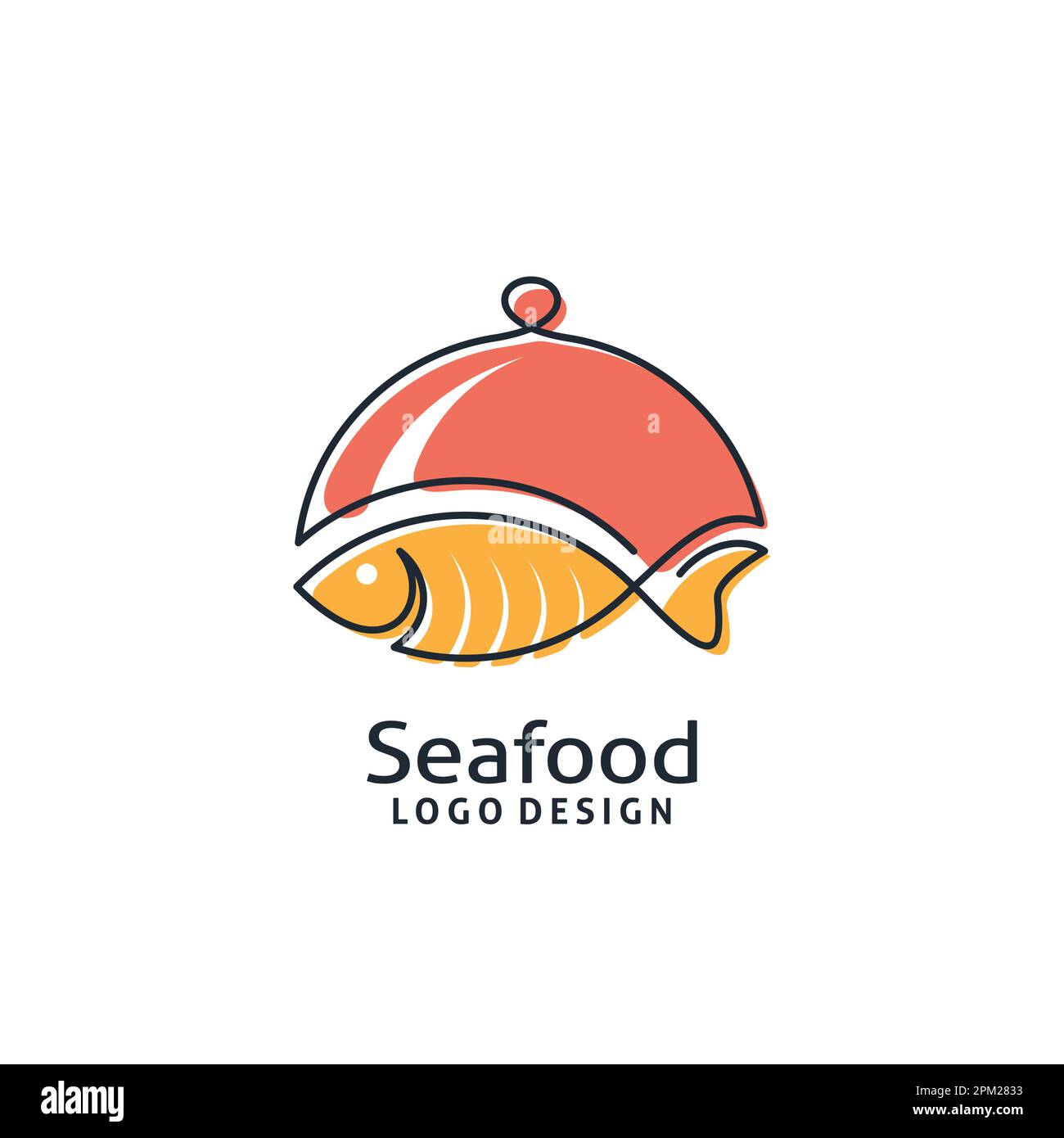 Design con logo artistico Seafood Line Illustrazione Vettoriale
