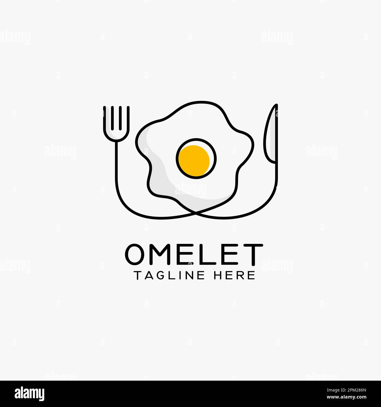 Omelet linea art logo design Illustrazione Vettoriale