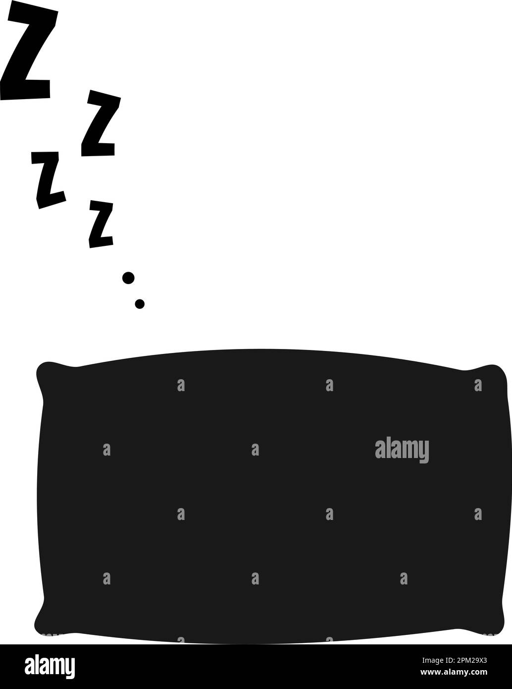ZZZ sonno snore testo con letto cuscino vettore icona. Illustrazione Vettoriale