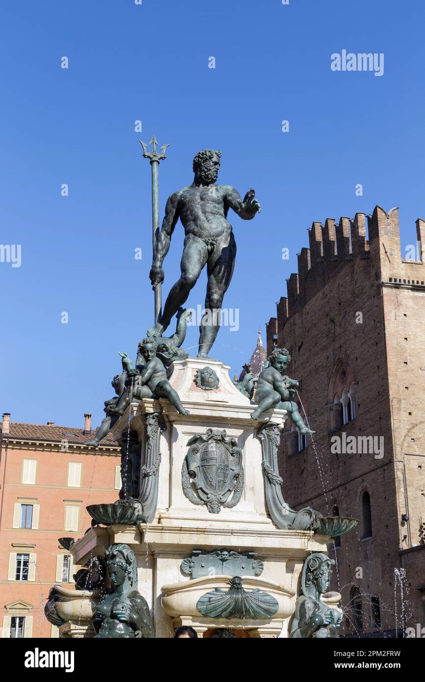 Fontana di Nettuno, Piazza del Nettuno, Bologna, Italia Foto Stock