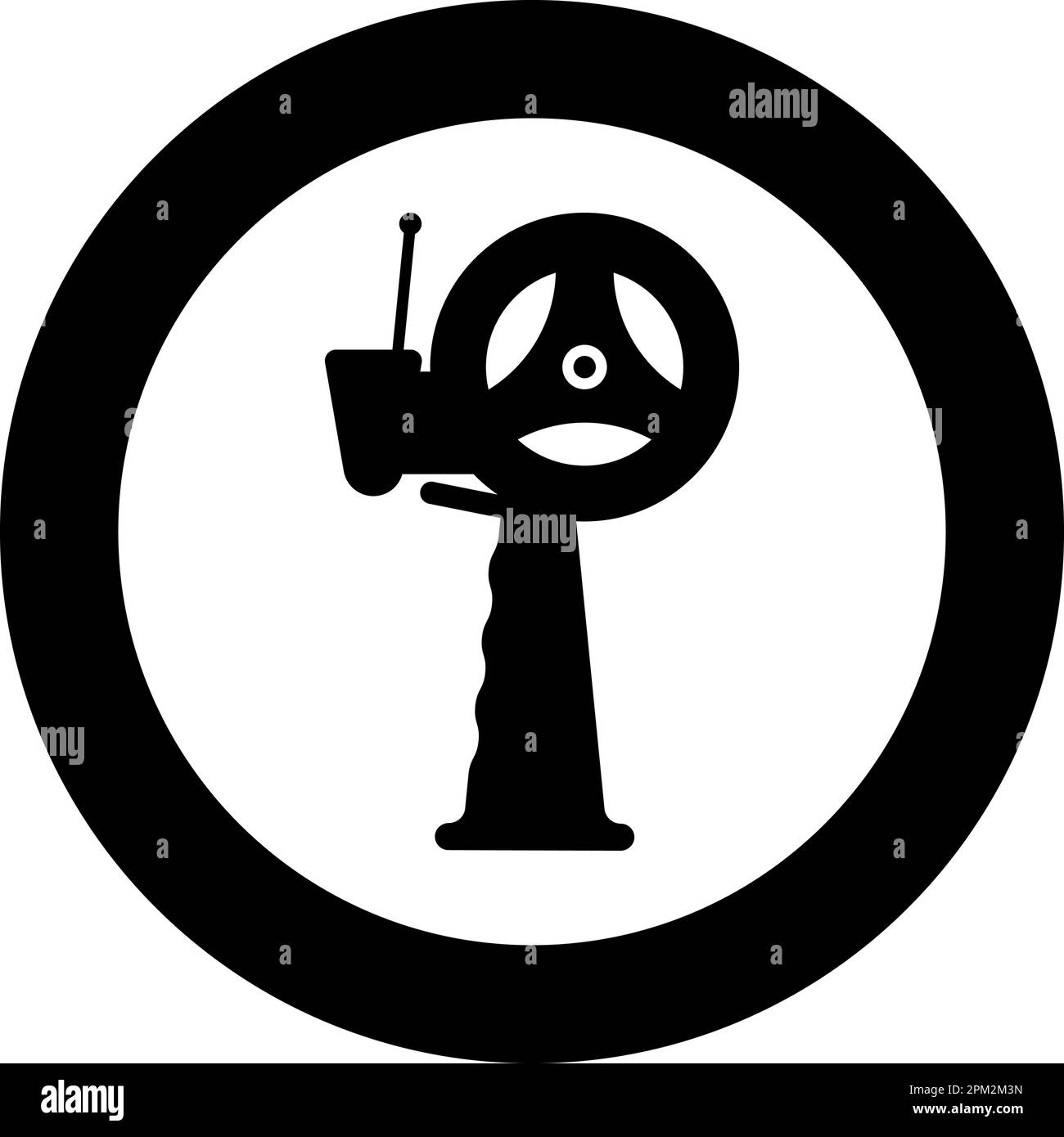 Dispenser con nastro adesivo scotch per icona a forma di mano in cerchio rotondo colore nero vettore illustrazione immagine solido stile contorno semplice Illustrazione Vettoriale