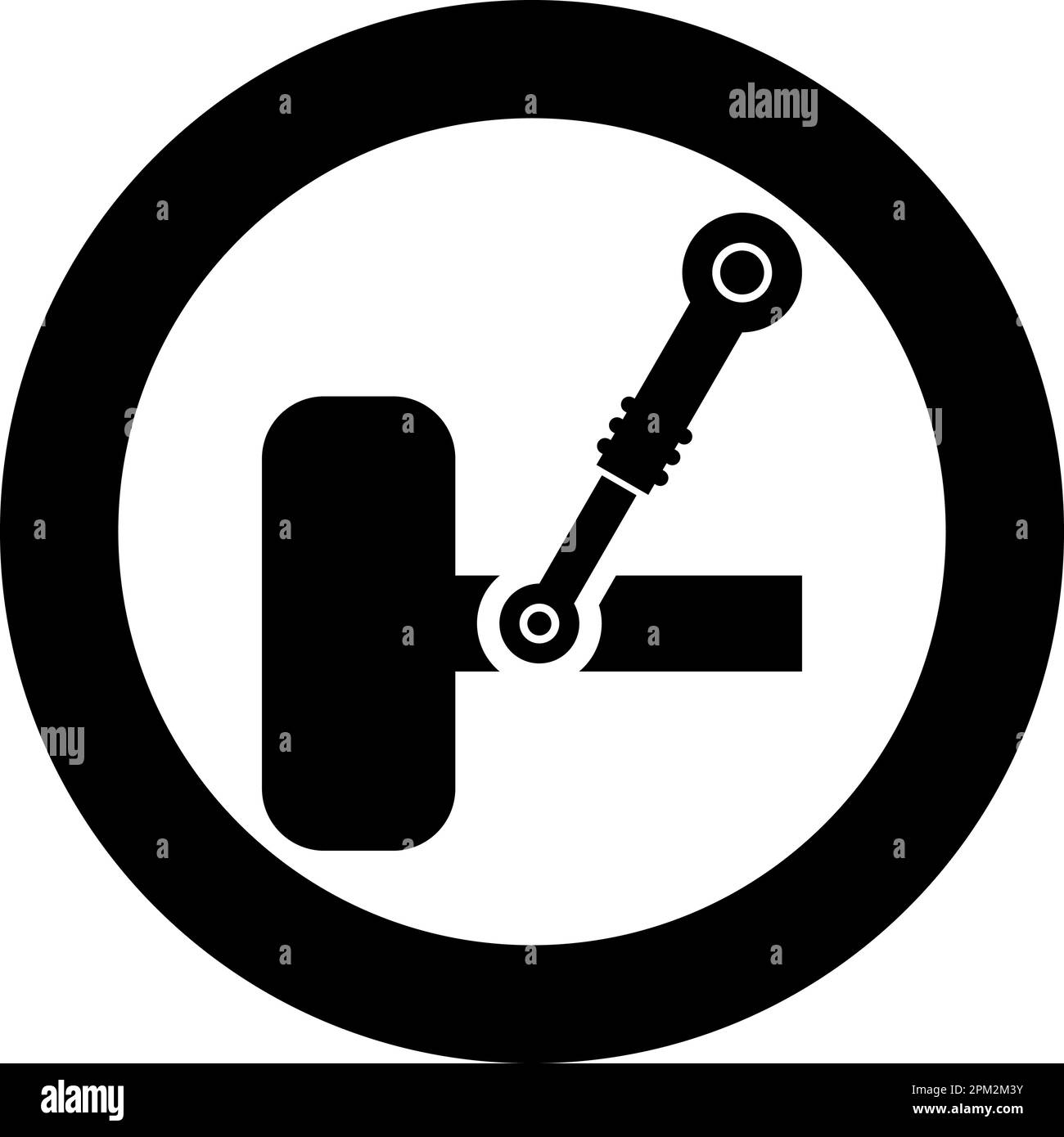 Ruota e ammortizzatore sistema di sospensioni auto auto icona di servizio auto in cerchio rotondo nero colore vettore illustrazione immagine solido contorno stile semplice Illustrazione Vettoriale