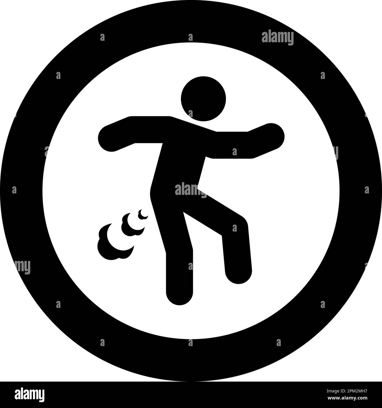 Uomo Farts rompere vento farting gonfiore nube di gas puzzolente cattivo odore flatulenza icona in cerchio rotondo nero colore vettore illustrazione immagine contorno solido Illustrazione Vettoriale