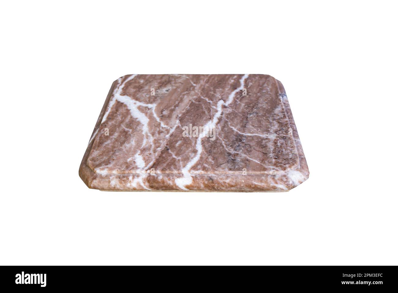 Piastrelle quadrate in marmo marrone isolate su sfondo bianco, sfondo espositore del prodotto Foto Stock