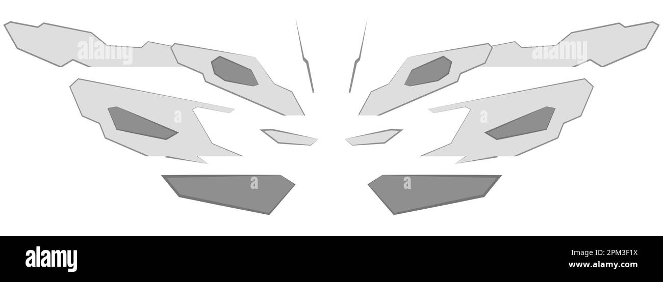 Tecnologia astratta vettoriale ali futuristiche a farfalla su ampio sfondo bianco. Illustrazione vettoriale Illustrazione Vettoriale