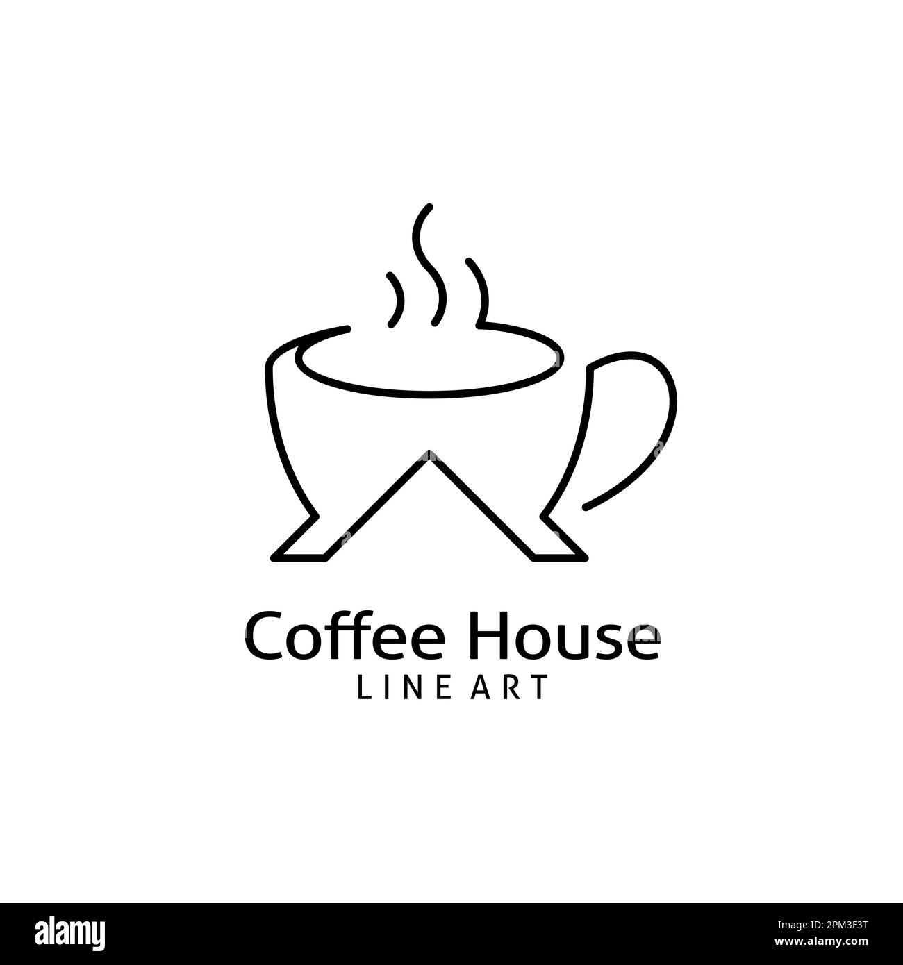 Coffee shop logo design line art Illustrazione Vettoriale