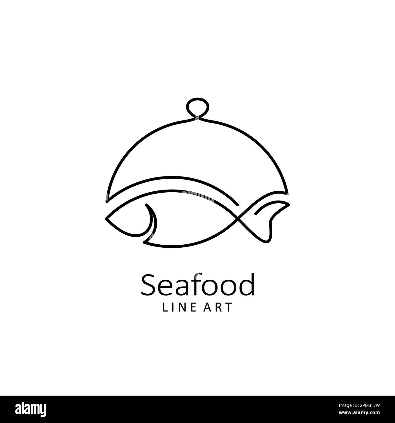 Logo Seafood in una linea d'arte Illustrazione Vettoriale