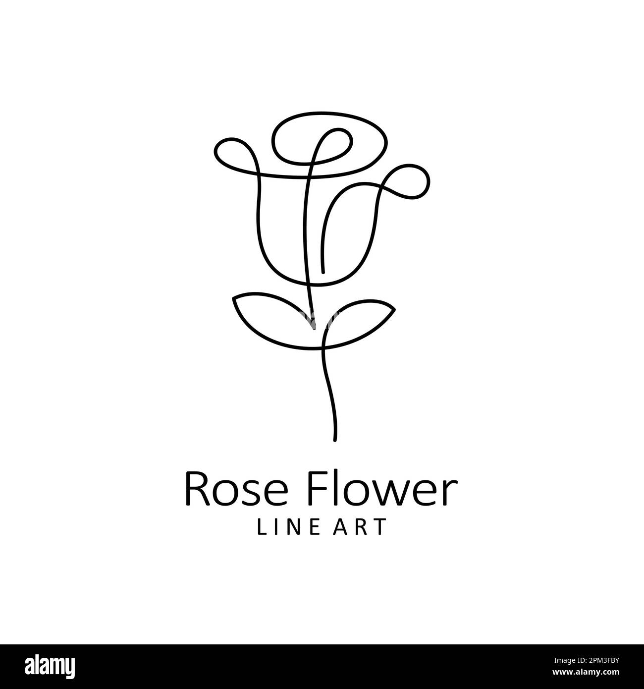 Logo con fiore di rosa in un'unica linea d'arte Illustrazione Vettoriale