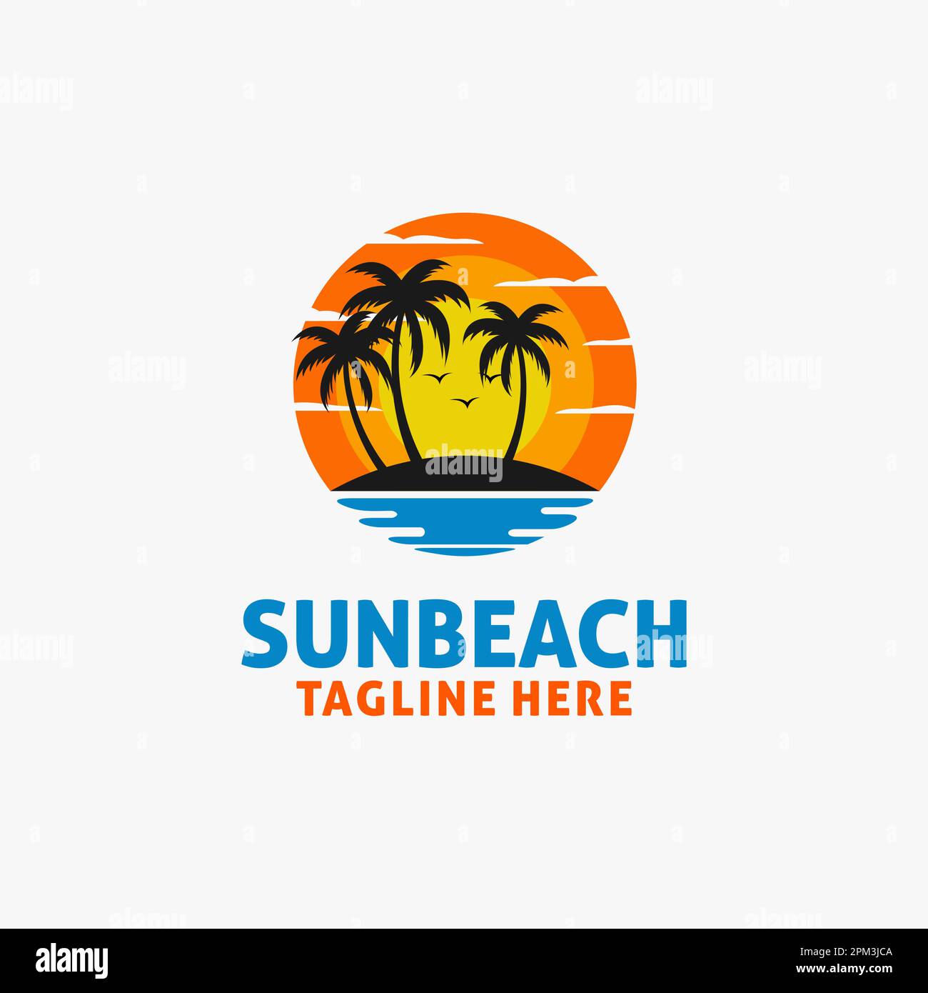 Design con logo Beach Sunset Illustrazione Vettoriale
