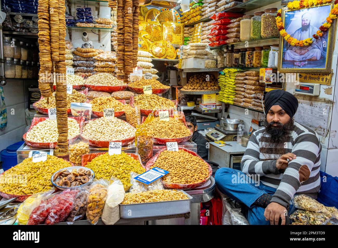 India, Delhi, Old Delhi, bazar Chandni Chowk, spezie al bazar Kari Baoli Foto Stock