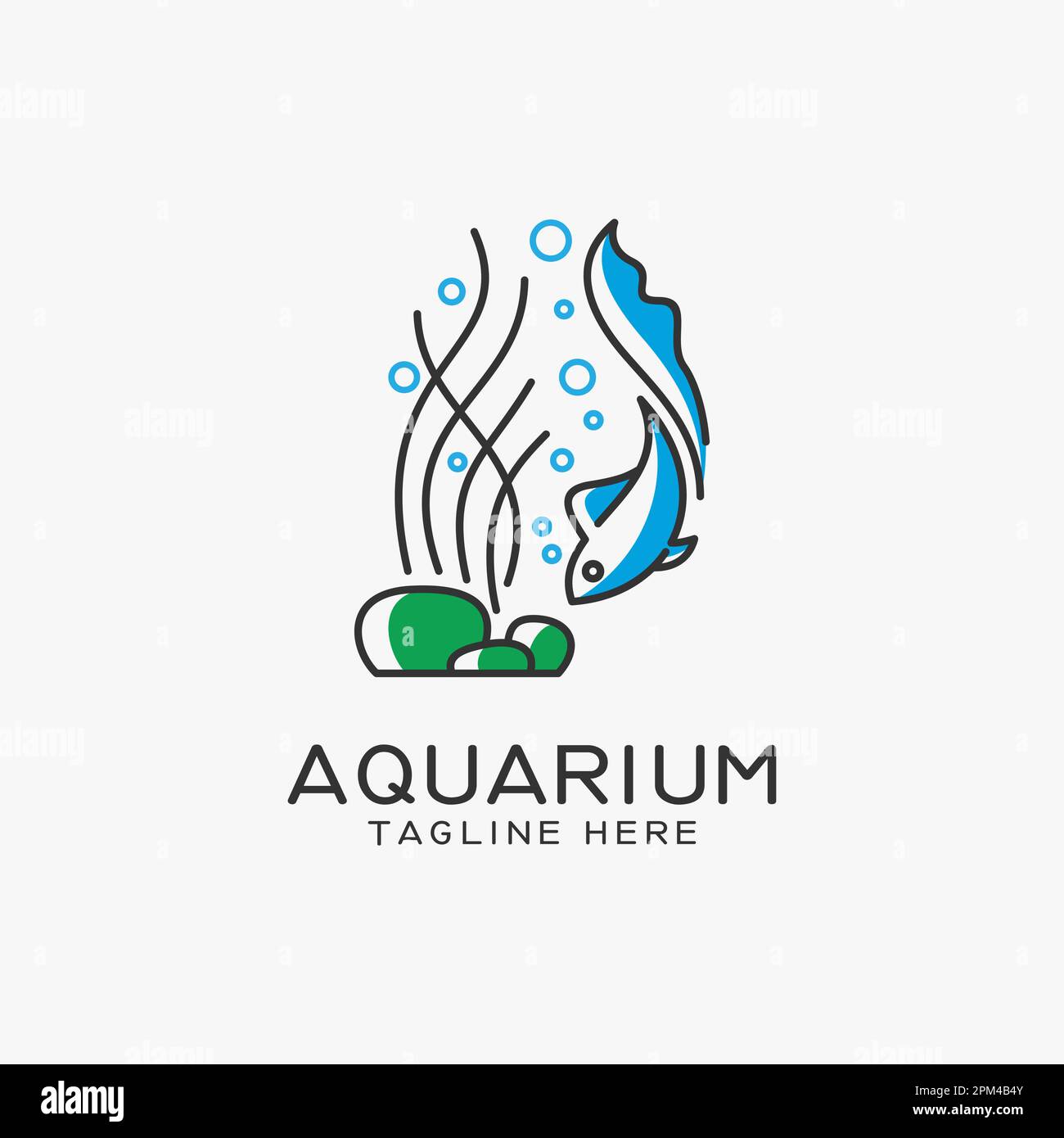 Acquario e pesce logo design Illustrazione Vettoriale