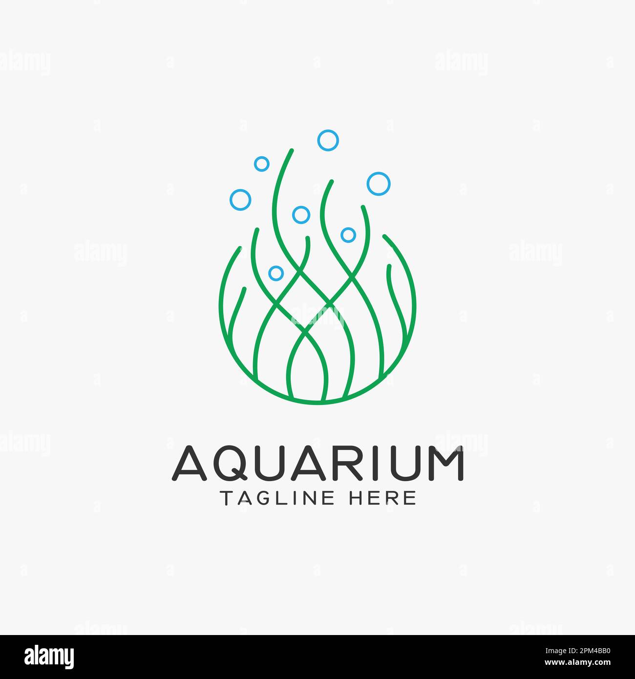 Logo Aquarium con linee di alghe Illustrazione Vettoriale