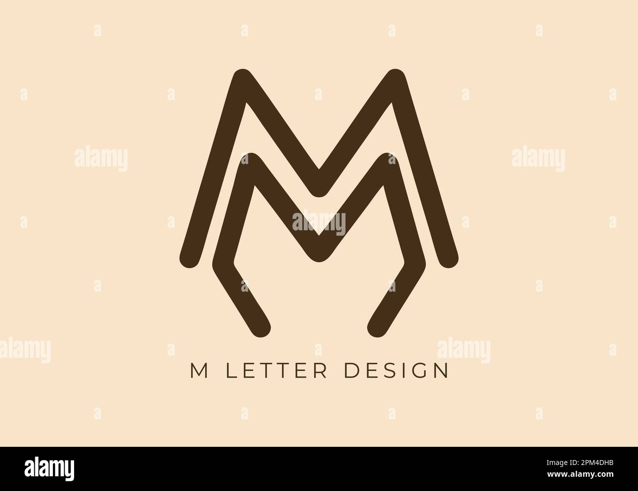 Esclusiva linea monocromatica con design monocromatico della lettera iniziale M. Illustrazione Vettoriale