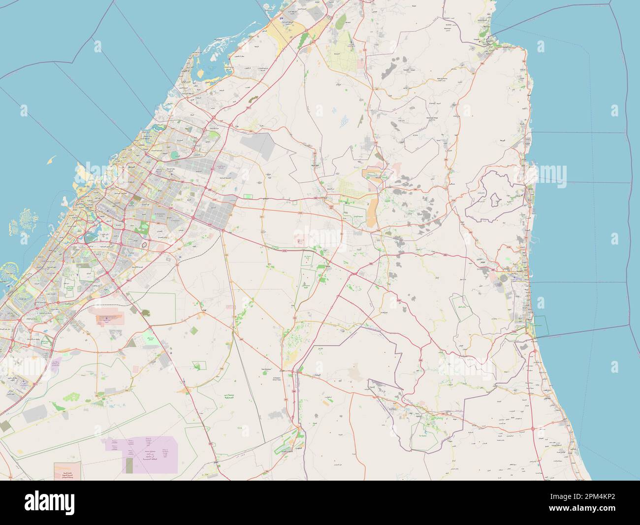 Sharjah, emirato degli Emirati Arabi Uniti. Aprire la mappa stradale Foto Stock