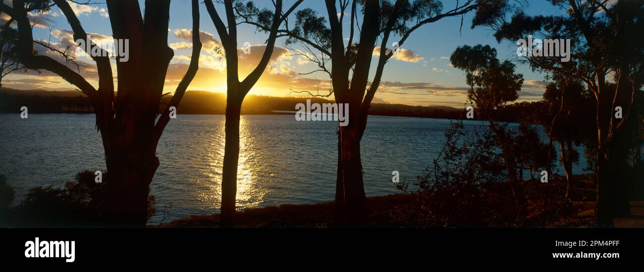 Australia. Tasmania. Tramonto sul fiume Tamar. Foto Stock