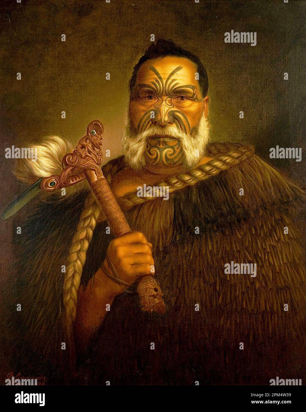 Gottfried Lindauer - Heta te Haara - Ritratto del capo Maori. Foto Stock