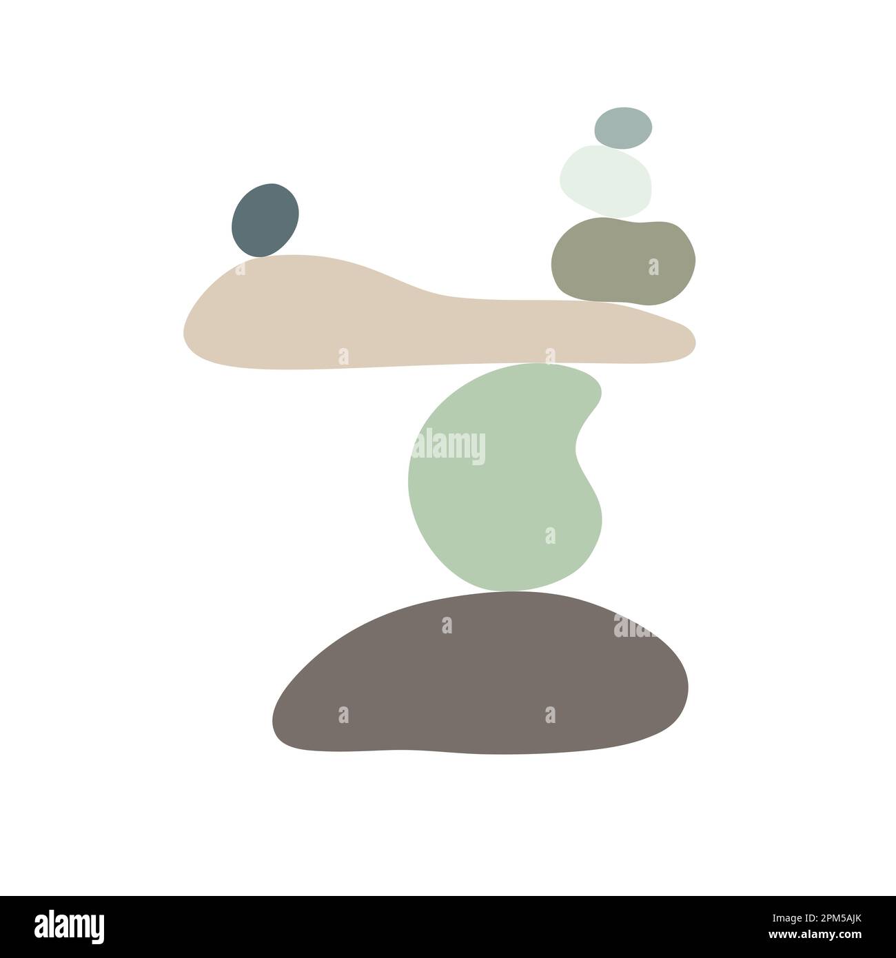 Zen Stones cairns semplice astratto piatto stile vettoriale illustrazione, relax, meditazione e yoga concetto, boho colori pietra piramide per la realizzazione di striscioni, poster, carte, stampe, muro d'arte Illustrazione Vettoriale