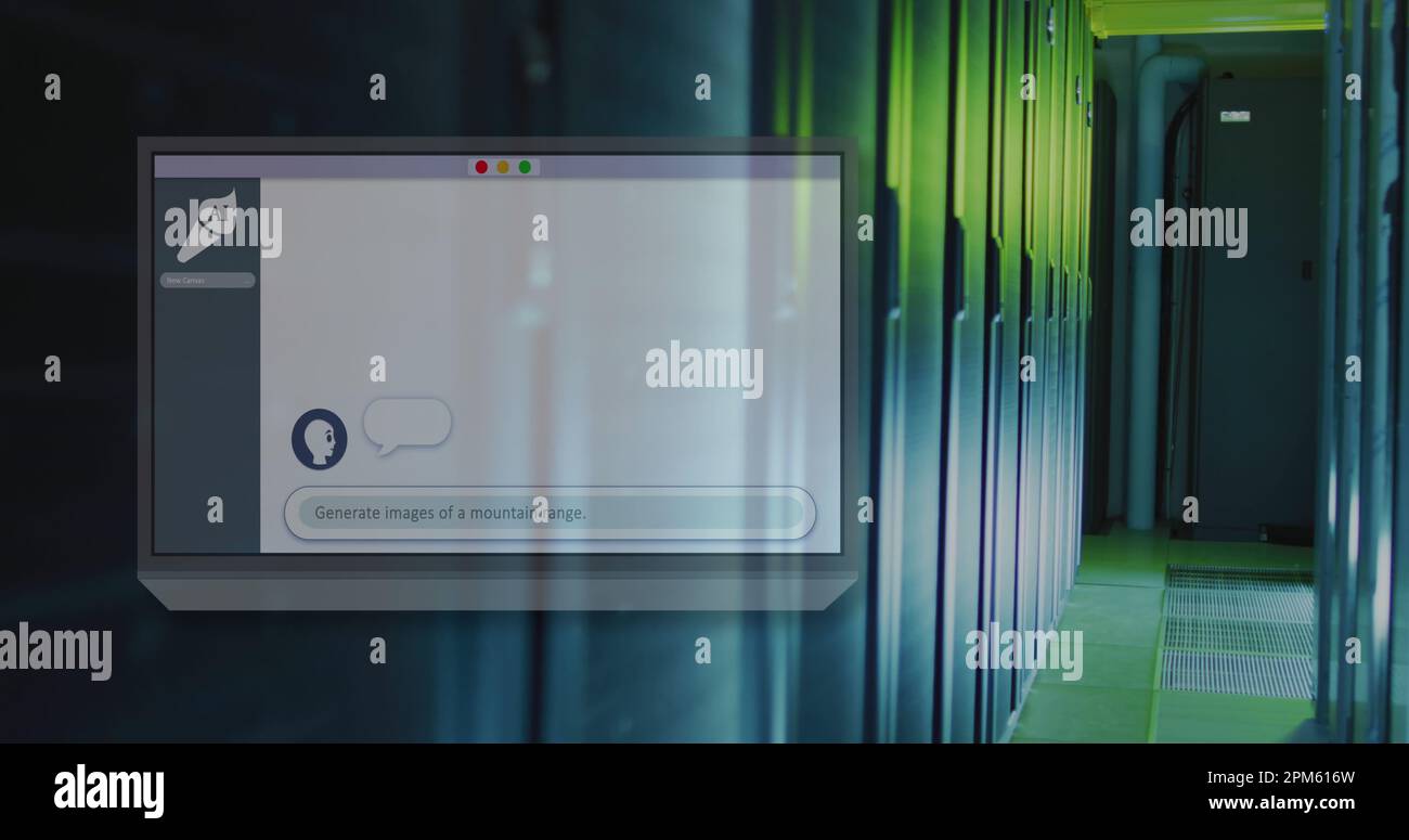 Immagine dello schermo con chat online su server di computer Foto Stock