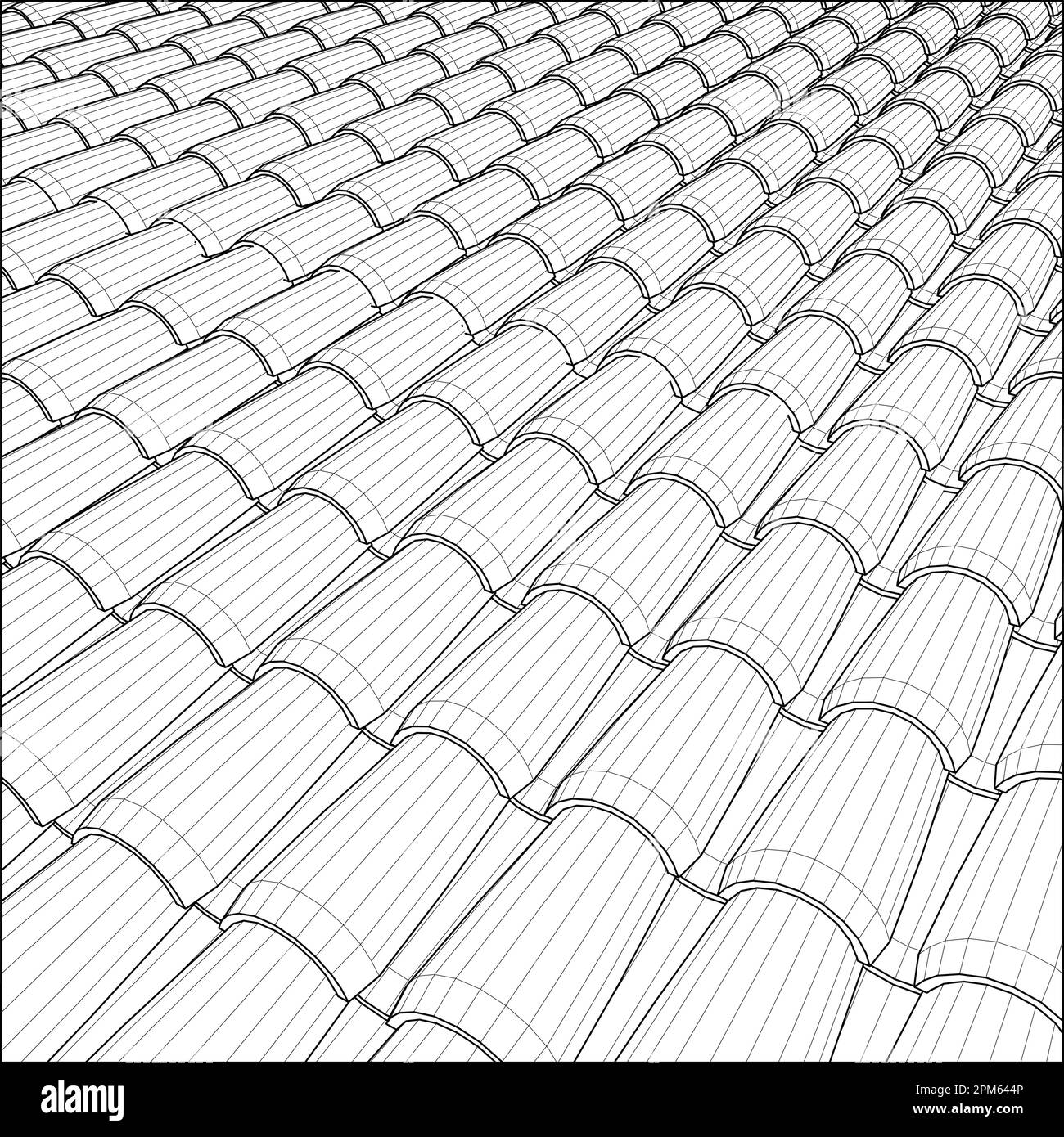 Vettore Tile Roof. Illustrazione isolata su sfondo bianco. Un'illustrazione vettoriale dello sfondo della tessera del tetto. Illustrazione Vettoriale