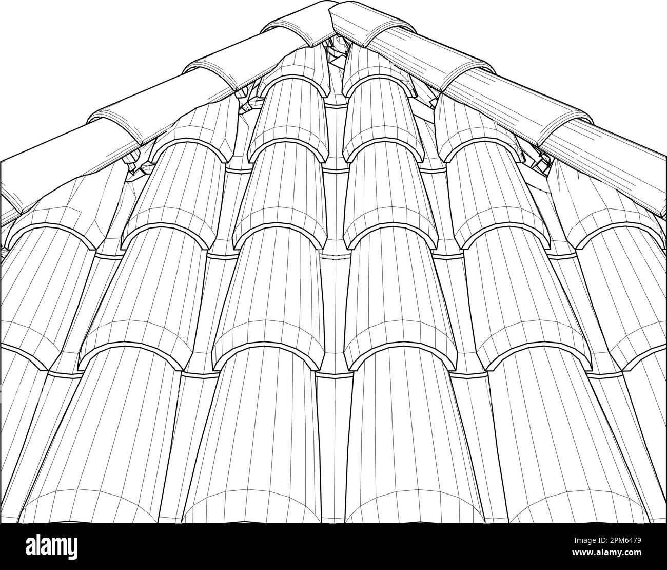Vettore Tile Roof. Illustrazione isolata su sfondo bianco. Un'illustrazione vettoriale dello sfondo della tessera del tetto. Illustrazione Vettoriale