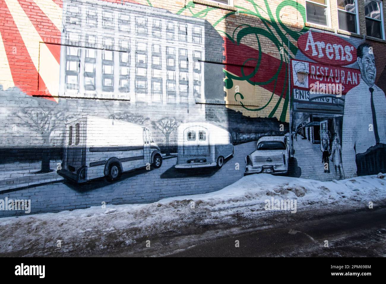 Arens' Restaurant fine Foods murale a Regina, Saskatchewan, Canada Foto Stock