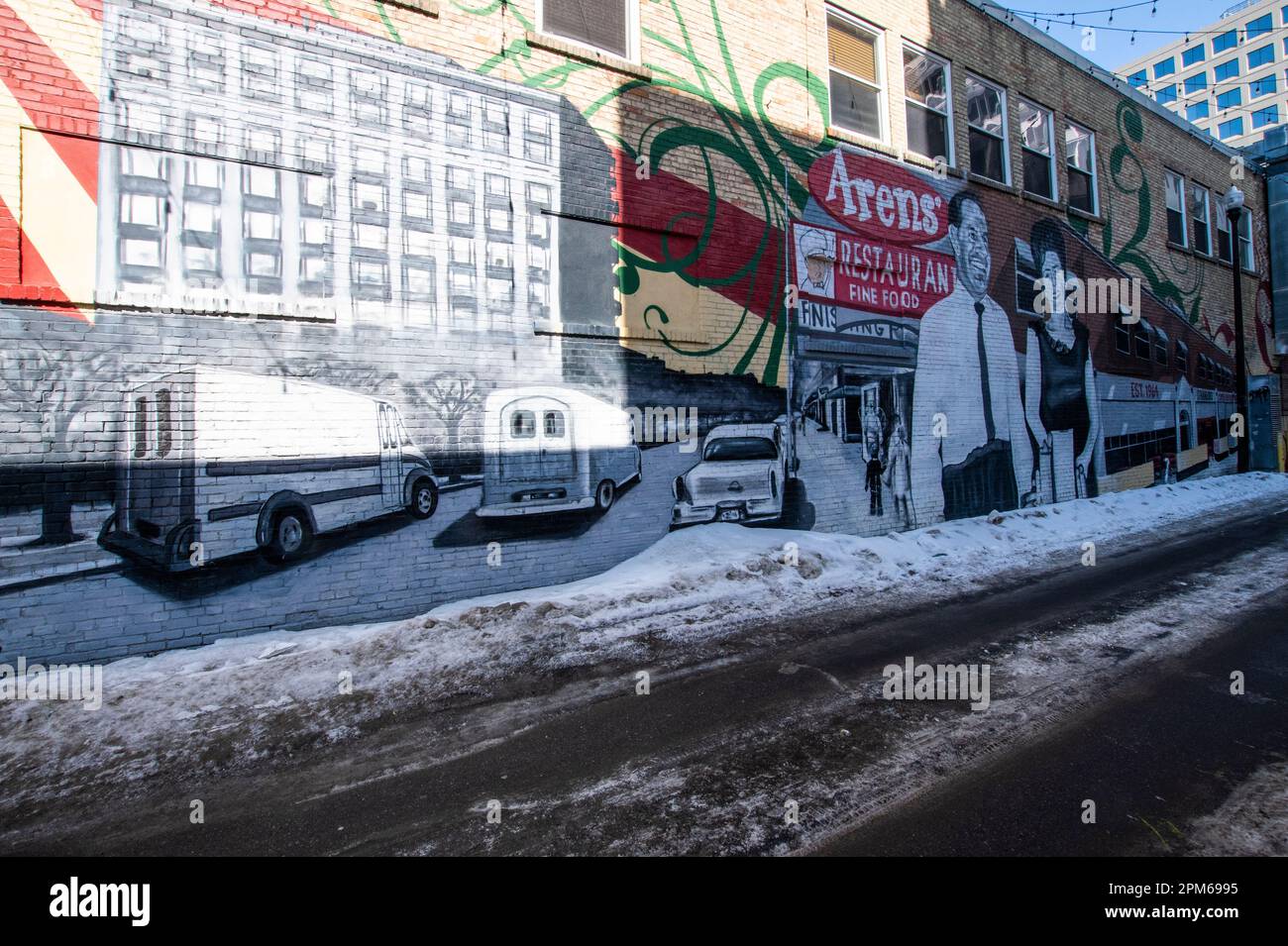 Arens' Restaurant fine Foods murale a Regina, Saskatchewan, Canada Foto Stock