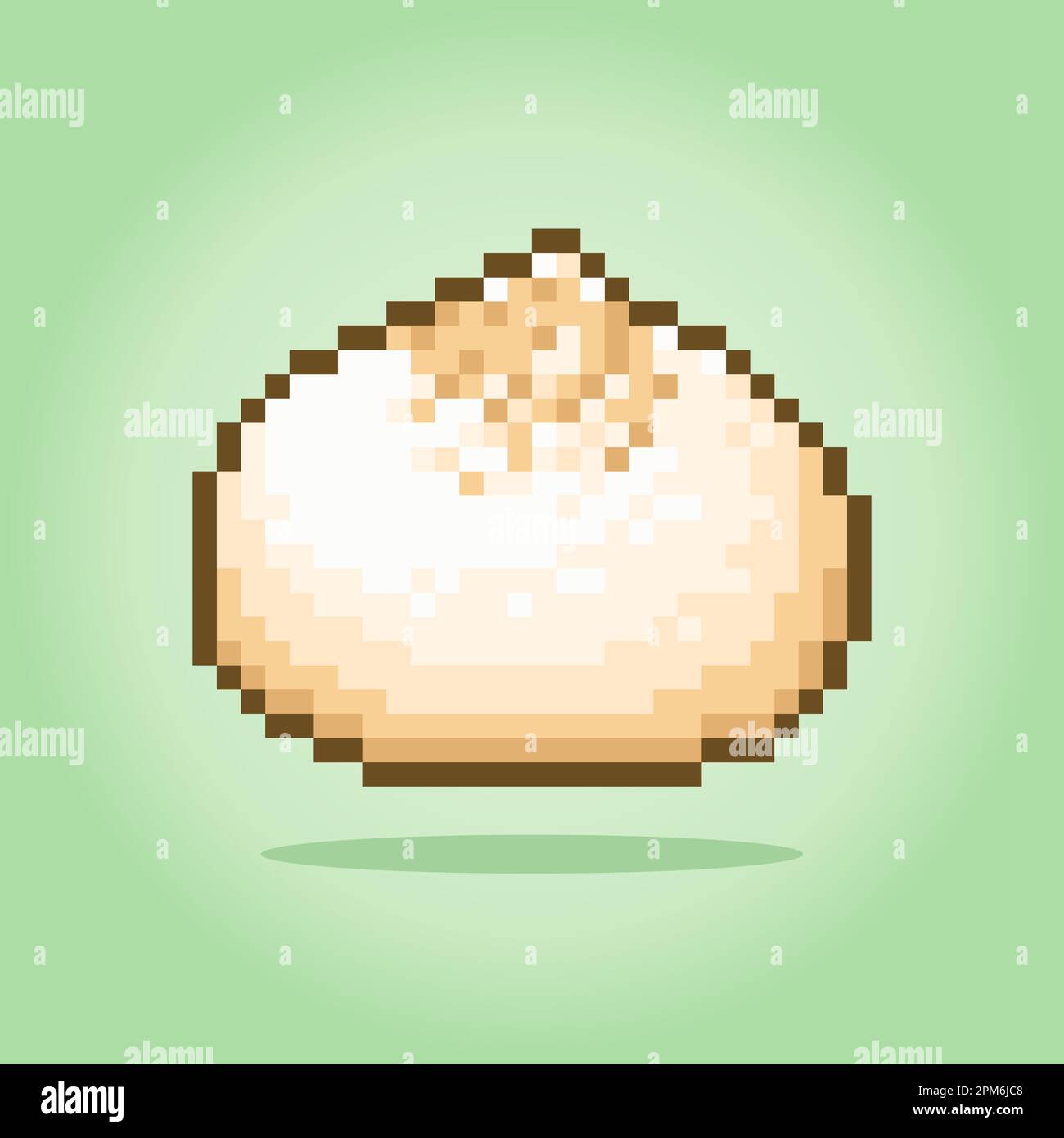 dim sum pixel a 8 bit. Cibo per giochi di asset in illustrazioni vettoriali. Illustrazione Vettoriale