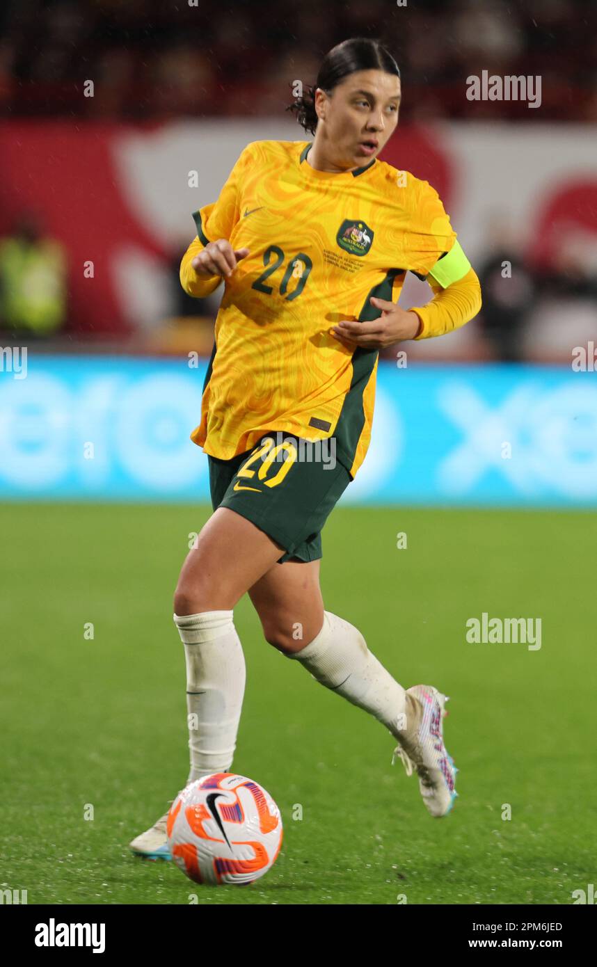 Sam Kerr of Australia Donne in azione durante la partita di calcio femminile internazionale amichevole tra Inghilterra Donne e Australia Donne al GTECH Commun Foto Stock